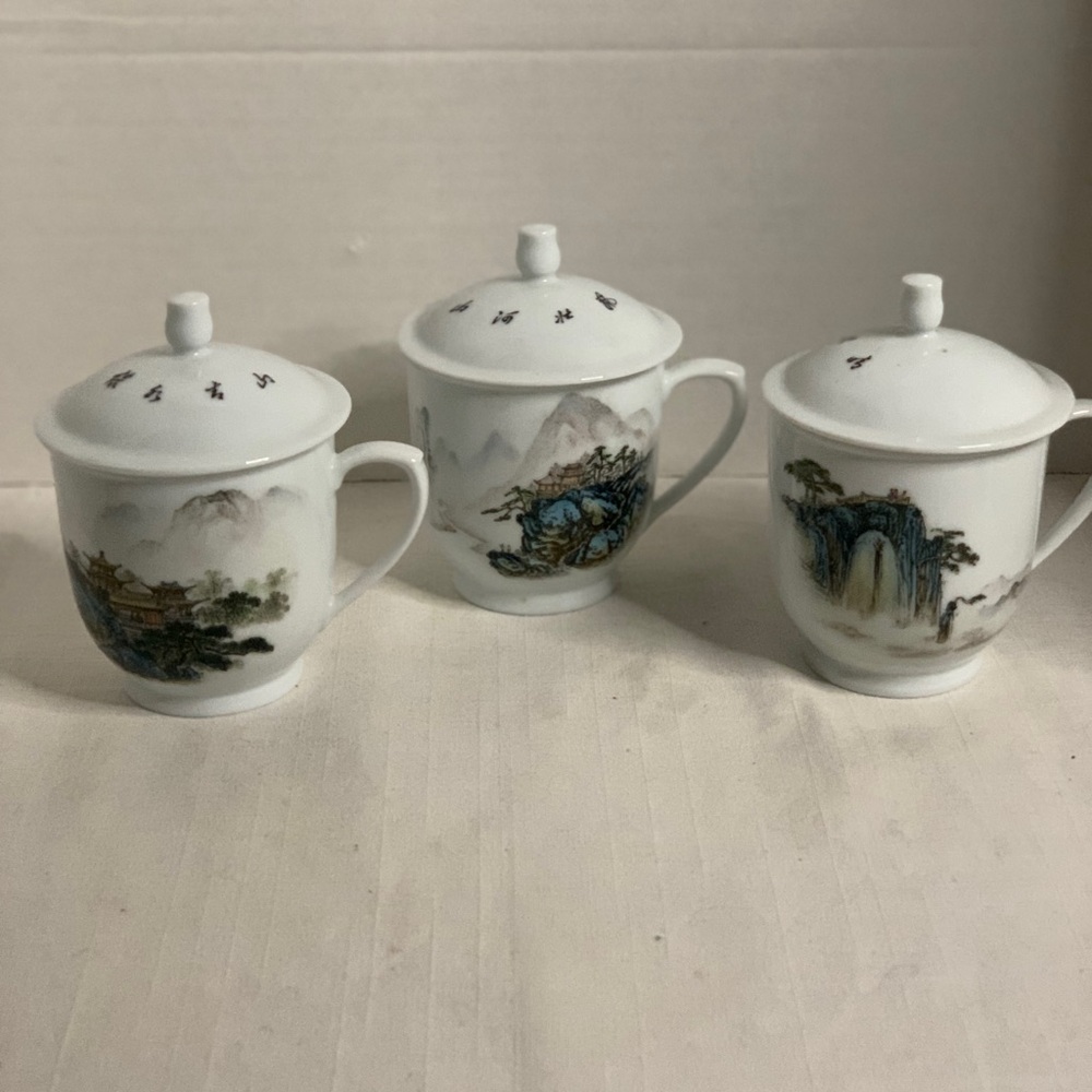 VINTAGE ASIAN| Tea Coffee Cups With Lids